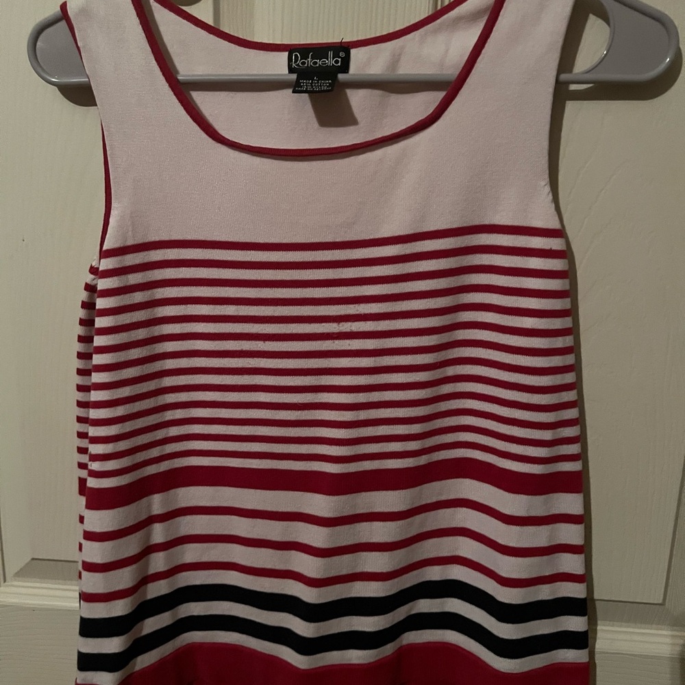Rafaella Women's Striped Tank Top - Red and White